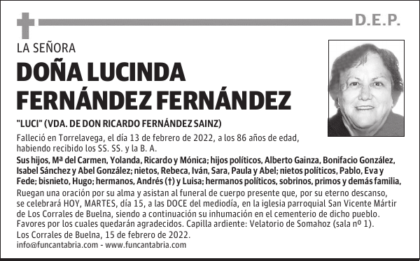 DOÑA LUCINDA FERNÁNDEZ FERNÁNDEZ