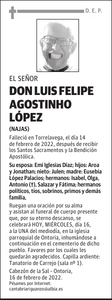 DON LUIS FELIPE AGOSTINHO LÓPEZ