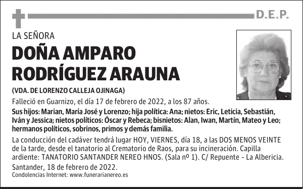 DOÑA AMPARO RODRÍGUEZ ARAUNA