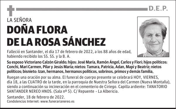 DOÑA FLORA DE LA ROSA SÁNCHEZ