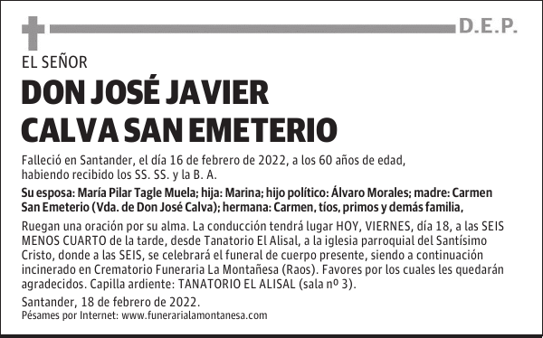 DON JOSÉ JAVIER CALVA SAN EMETERIO
