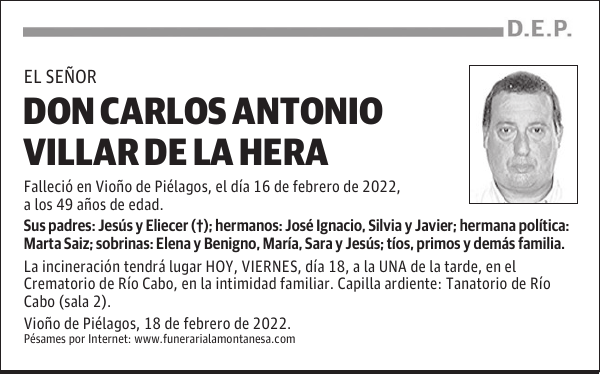 DON CARLOS ANTONIO VILLAR DE LA HERA