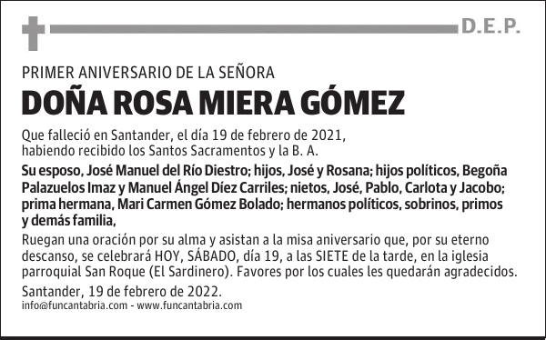 DOÑA ROSA MIERA GÓMEZ