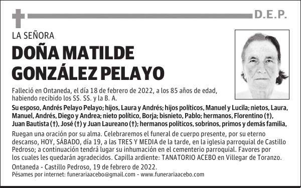 DOÑA MATILDE GONZÁLEZ PELAYO