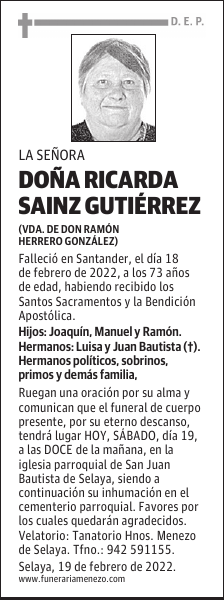 DOÑA RICARDA SAINZ GUTIÉRREZ