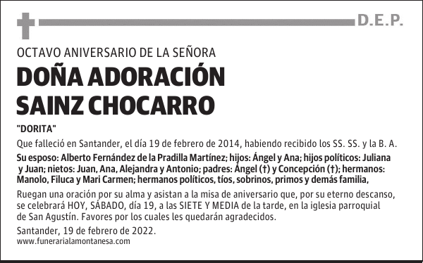DOÑA ADORACIÓN SAINZ CHOCARRO