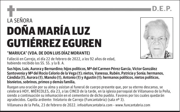 DOÑA MARÍA LUZ GUTIÉRREZ EGUREN