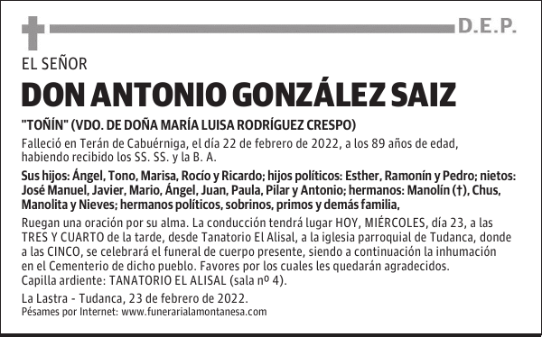 DON ANTONIO GONZÁLEZ SAIZ
