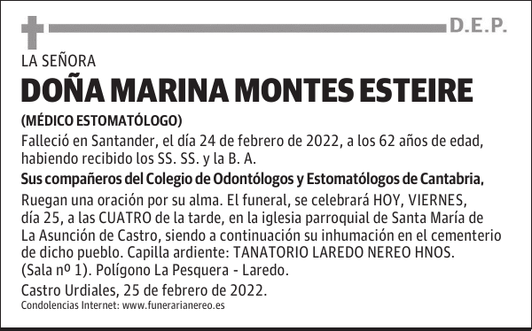 DOÑA MARINA MONTES ESTEIRE