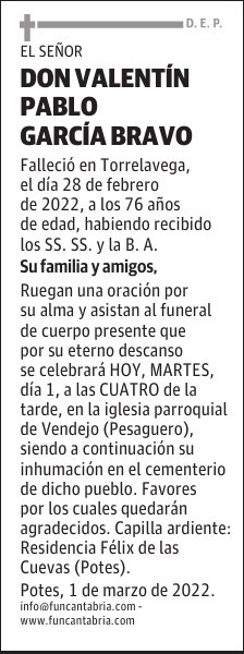 DON VALENTÍN PABLO GARCÍA BRAVO