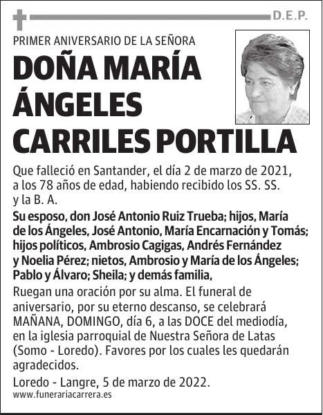 DOÑA MARÍA ÁNGELES CARRILES PORTILLA