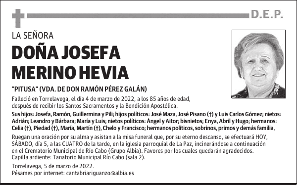 DOÑA JOSEFA MERINO HEVIA