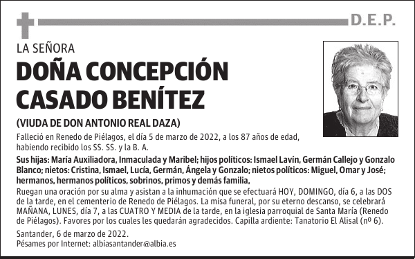 DOÑA CONCEPCIÓN CASADO BENÍTEZ