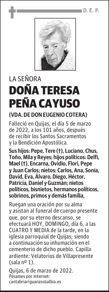 DOÑA TERESA PEÑA CAYUSO