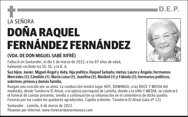DOÑA RAQUEL FERNÁNDEZ FERNÁNDEZ