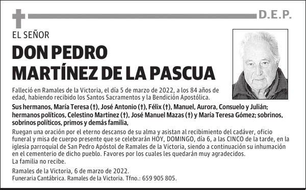 DON PEDRO MARTÍNEZ DE LA PASCUA