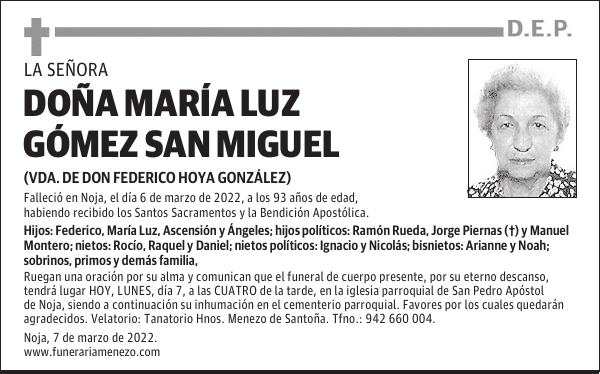 DOÑA MARÍA LUZ GÓMEZ SAN MIGUEL