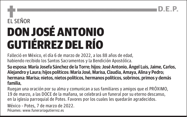 DON JOSÉ ANTONIO GUTIÉRREZ DEL RÍO