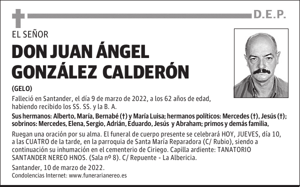 DON JUAN ÁNGEL GONZÁLEZ CALDERÓN