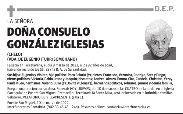 Dª. CONSUELO GONZÁLEZ IGLESIAS