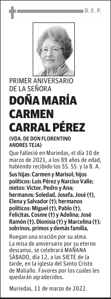 DOÑA MARÍA CARMEN CARRAL PÉREZ
