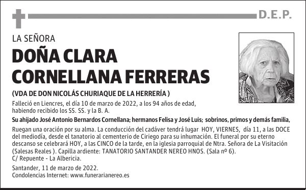 DOÑA CLARA CORNELLANA FERRERAS
