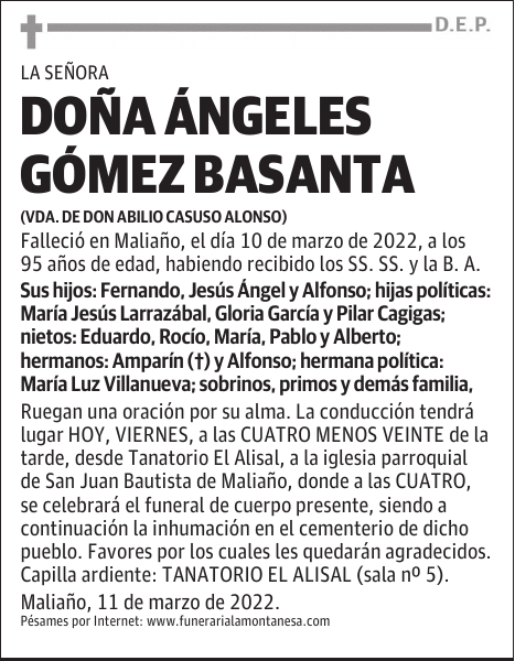 DOÑA ÁNGELES GÓMEZ BASANTA