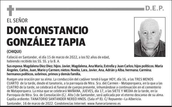 DON CONSTANCIO GONZÁLEZ TAPIA
