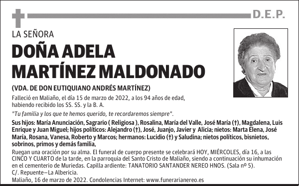 DOÑA ADELA MARTÍNEZ MALDONADO