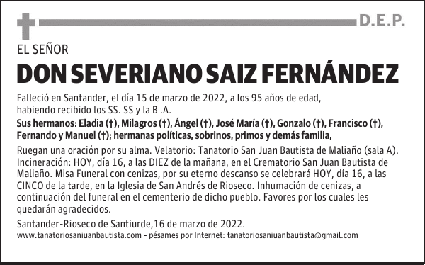 DON SEVERIANO SAIZ FERNÁNDEZ
