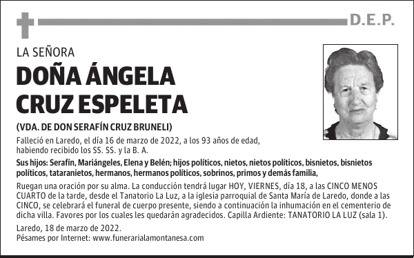 DOÑA ÁNGELA CRUZ ESPELETA