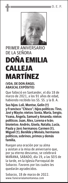 DOÑA EMILIA CALLEJA MARTÍNEZ