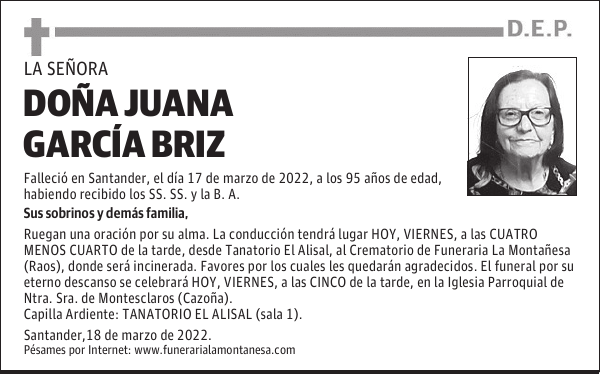 DOÑA JUANA GARCÍA BRIZ