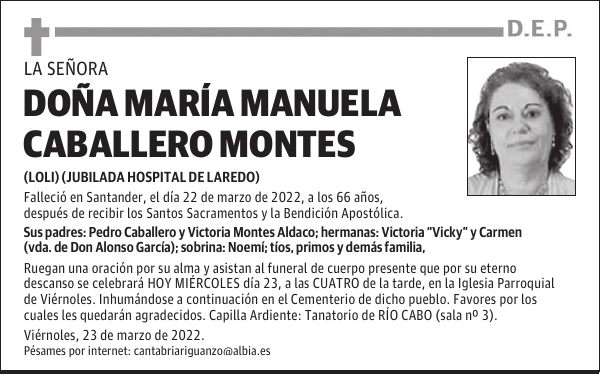 DOÑA MARÍA MANUELA CABALLERO MONTES