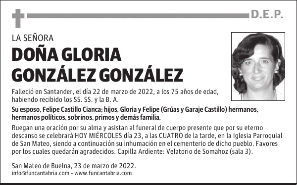 DOÑA GLORIA GONZÁLEZ GONZÁLEZ