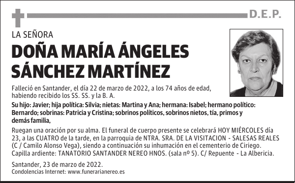 DOÑA MARÍA ÁNGELES SÁNCHEZ MARTÍNEZ