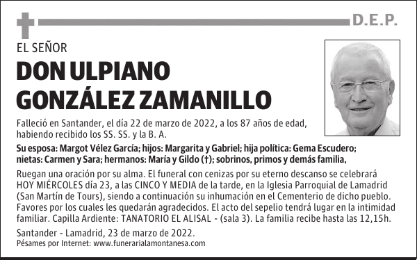 DON ULPIANO GONZÁLEZ ZAMANILLO