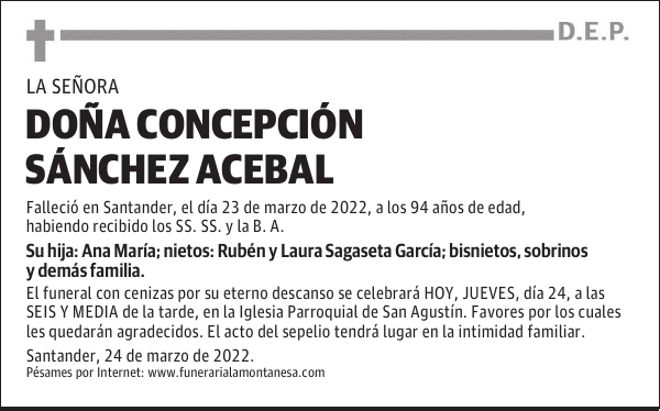DODOÑA CONCEPCIÓN SÁNCHEZ ACEBAL
