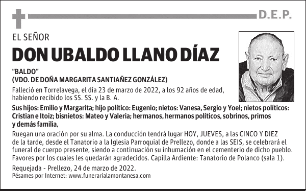 DON UBALDO LLANO DÍAZ