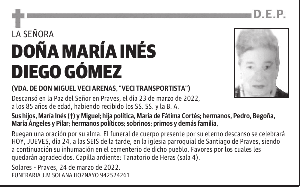 DOÑA MARÍA INÉS DIEGO GÓMEZ