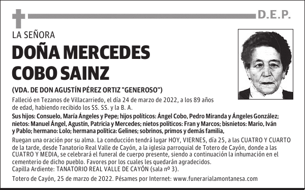 DOÑA MERCEDES COBO SAINZ