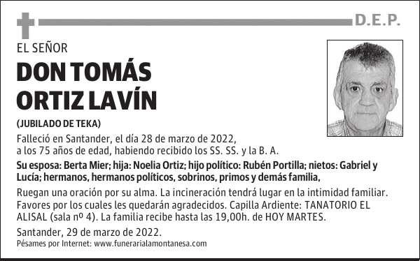 DON TOMÁS ORTIZ LAVÍN