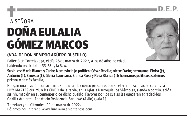 DOÑA EULALIA GÓMEZ MARCOS
