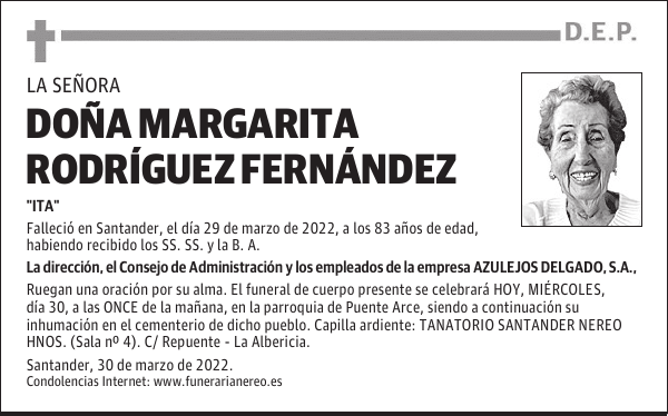 DOÑA MARGARITA RODRÍGUEZ FERNÁNDEZ