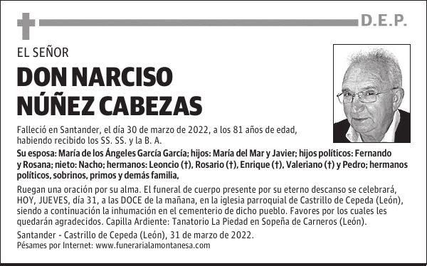 DON NARCISO NÚÑEZ CABEZAS