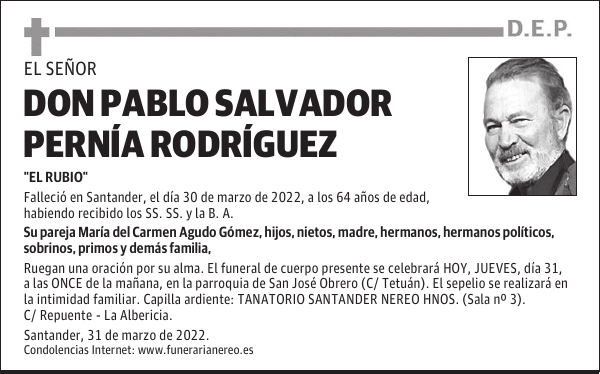 DON PABLO SALVADOR PERNÍA RODRÍGUEZ
