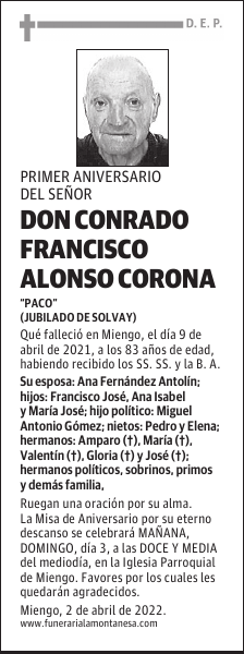 DON CONRADO FRANCISCO ALONSO CORONA