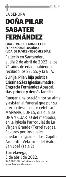 Doña Pilar Sabater Fernández