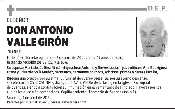 DON ANTONIO VALLE GIRÓN