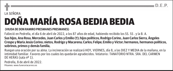 Doña María Rosa Bedia Bedia